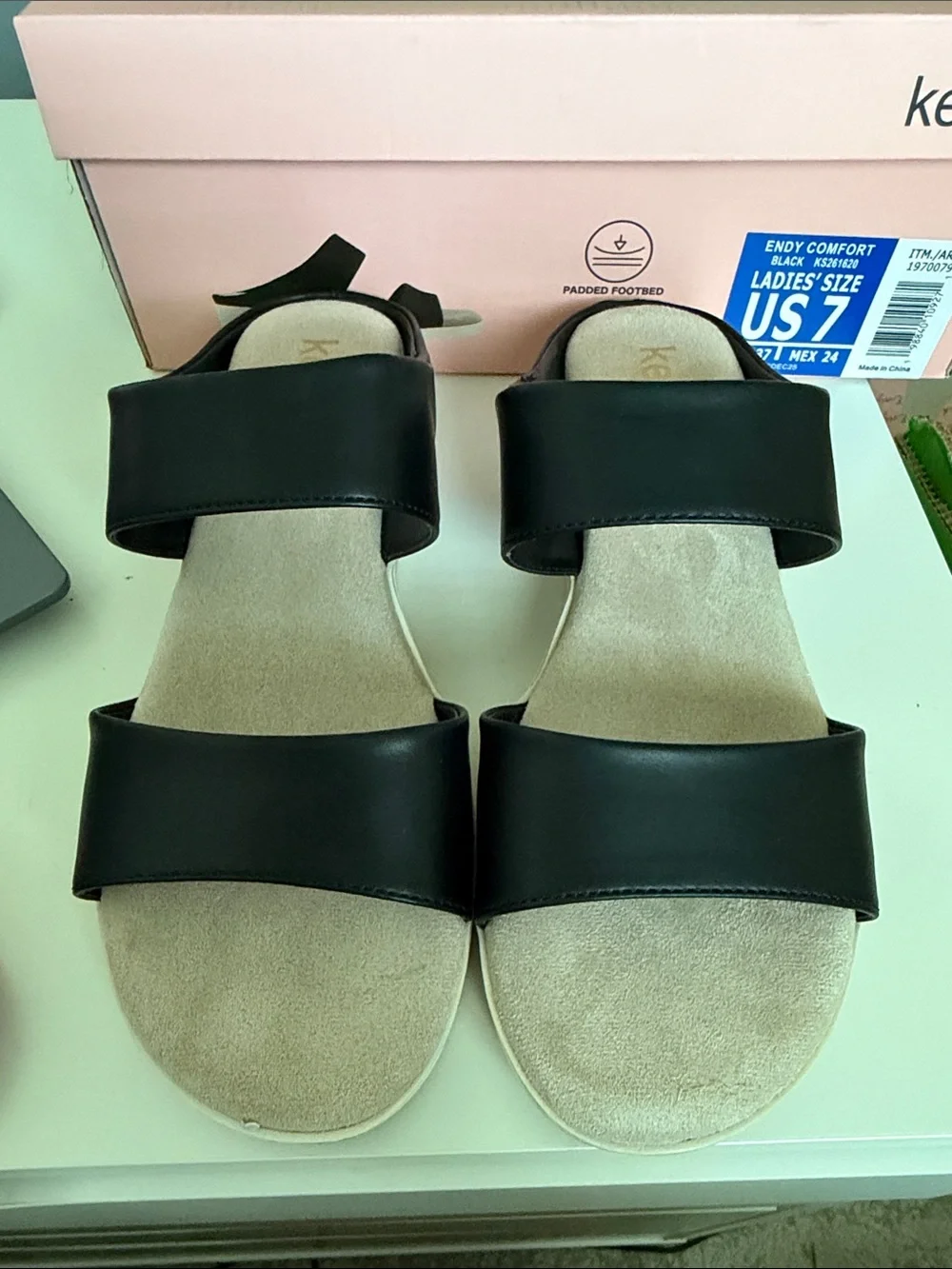 Kensie Black Dual-Strap Slide Sandals